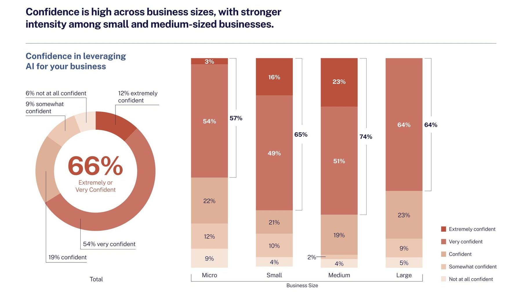 Stacked bar chart showing AI confidence by business size.
